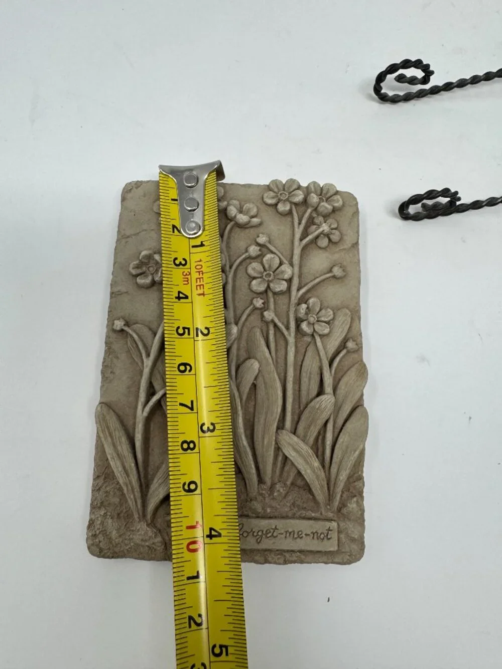 Forget-Me-Not Botanical Cast Stone Wall Plaque Snail With Metal Stand
